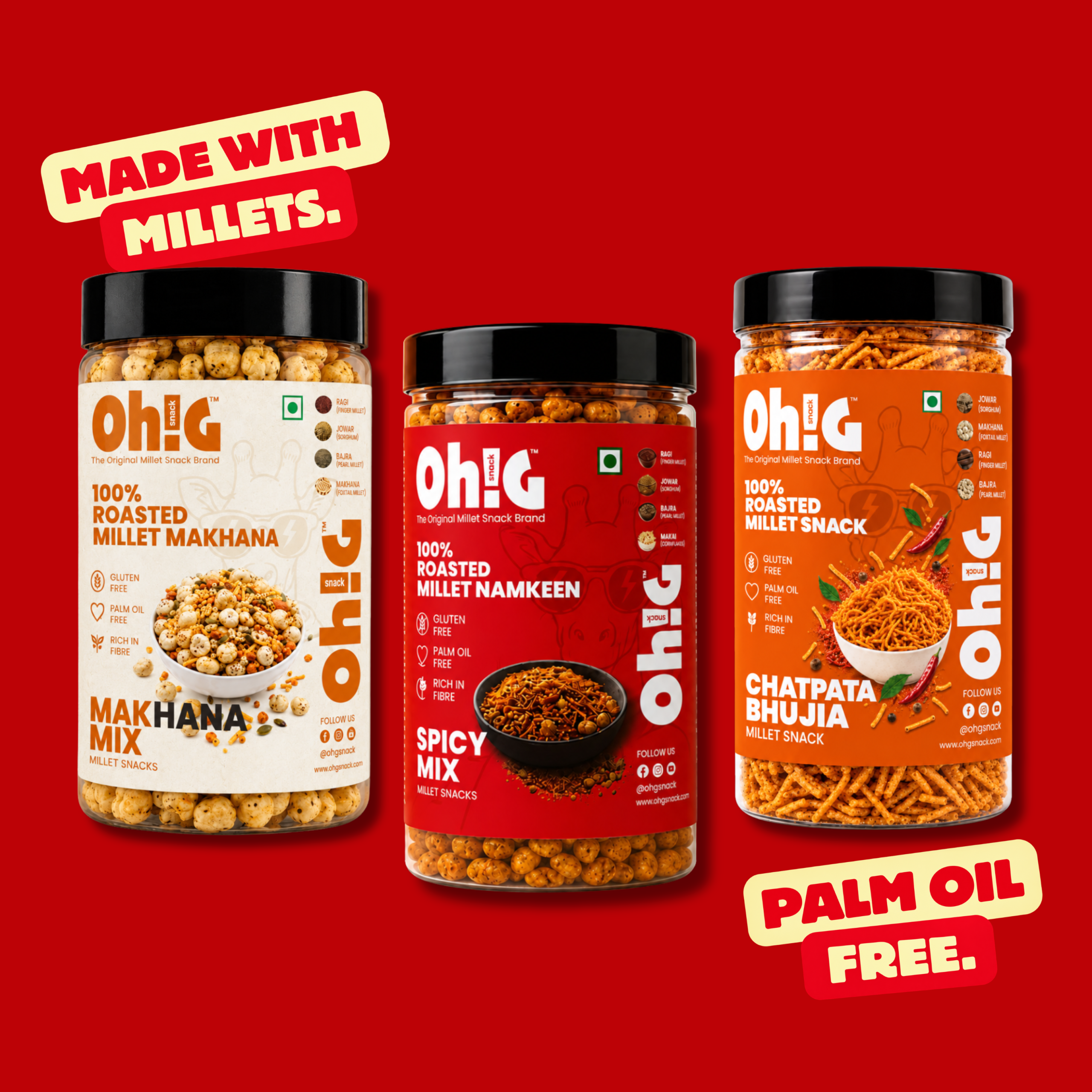 Oh!G Triple Treat – Makhana Mix + Spicy Mix + Chatpata Bhujia