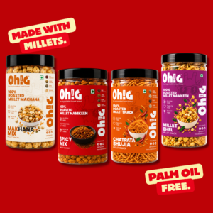 Oh!G Four-Way Munch – Makhana Mix + Spicy Mix + Millet Bhel + Chatpata Bhujia
