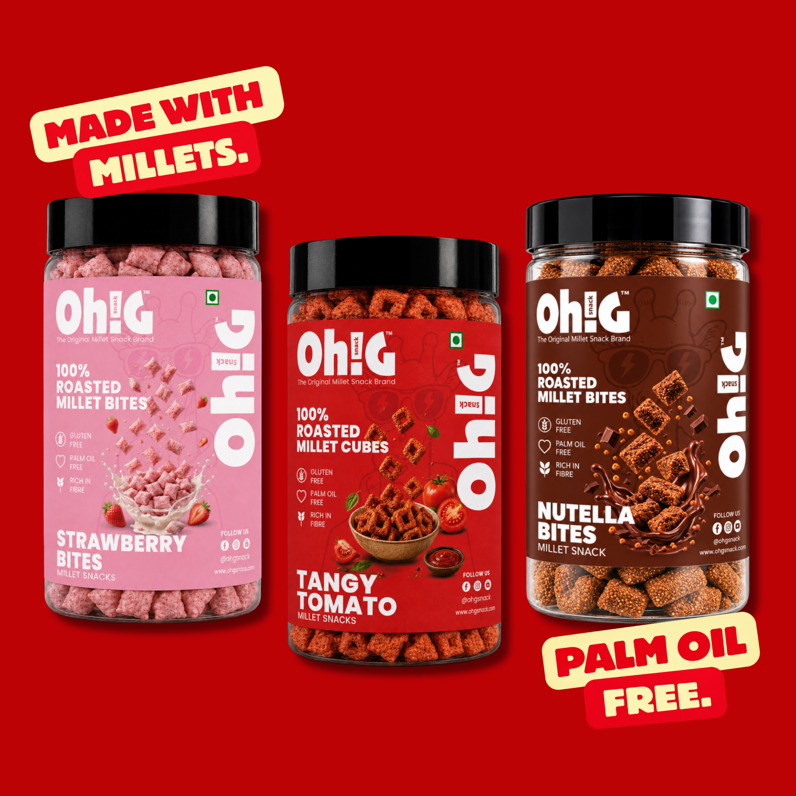 Oh!G Trio Blast – Strawberry Bites + Tangy Tomato + Nutella Bites