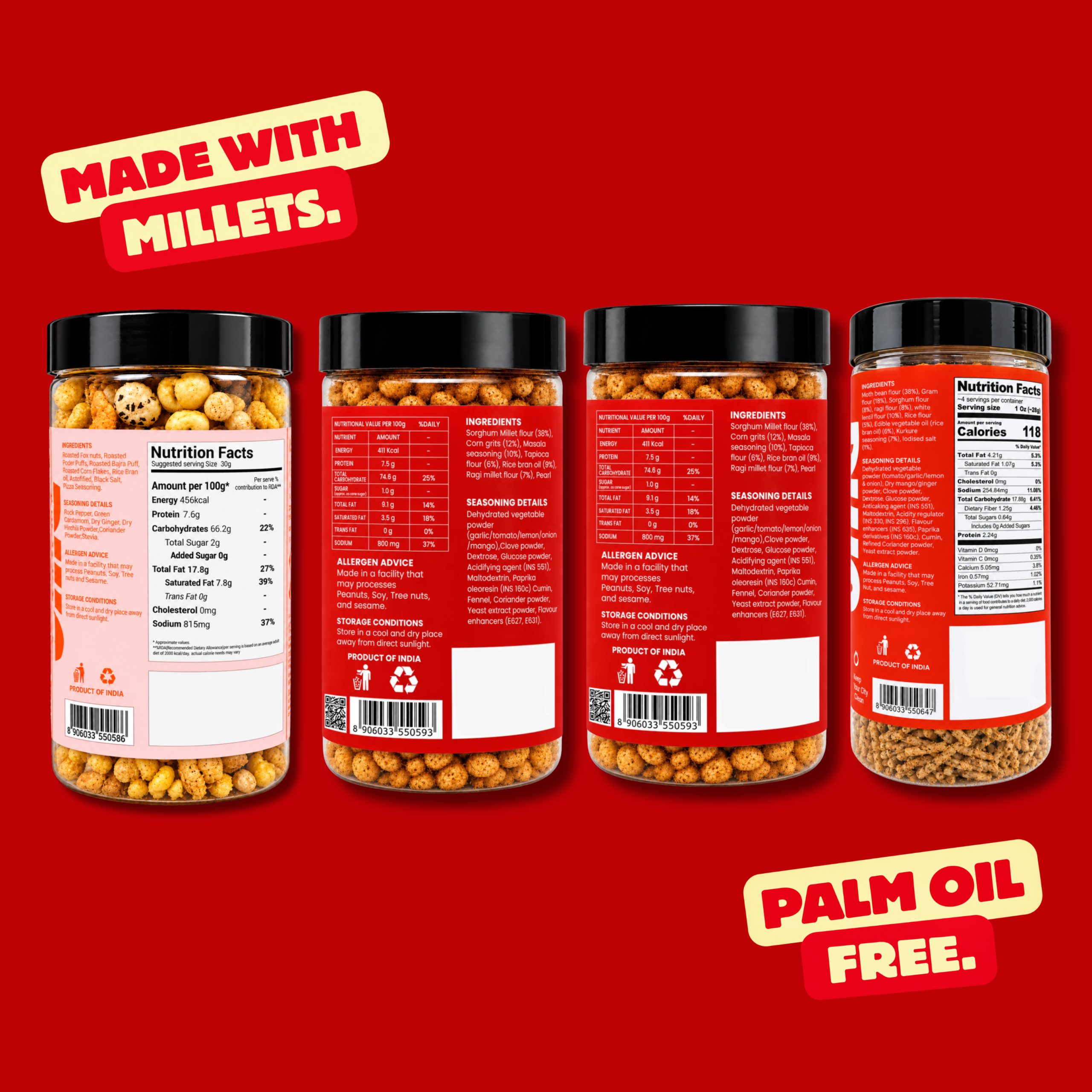 Oh!G Four-Way Munch – Makhana Mix + Spicy Mix + Millet Bhel + Chatpata Bhujia - Image 2