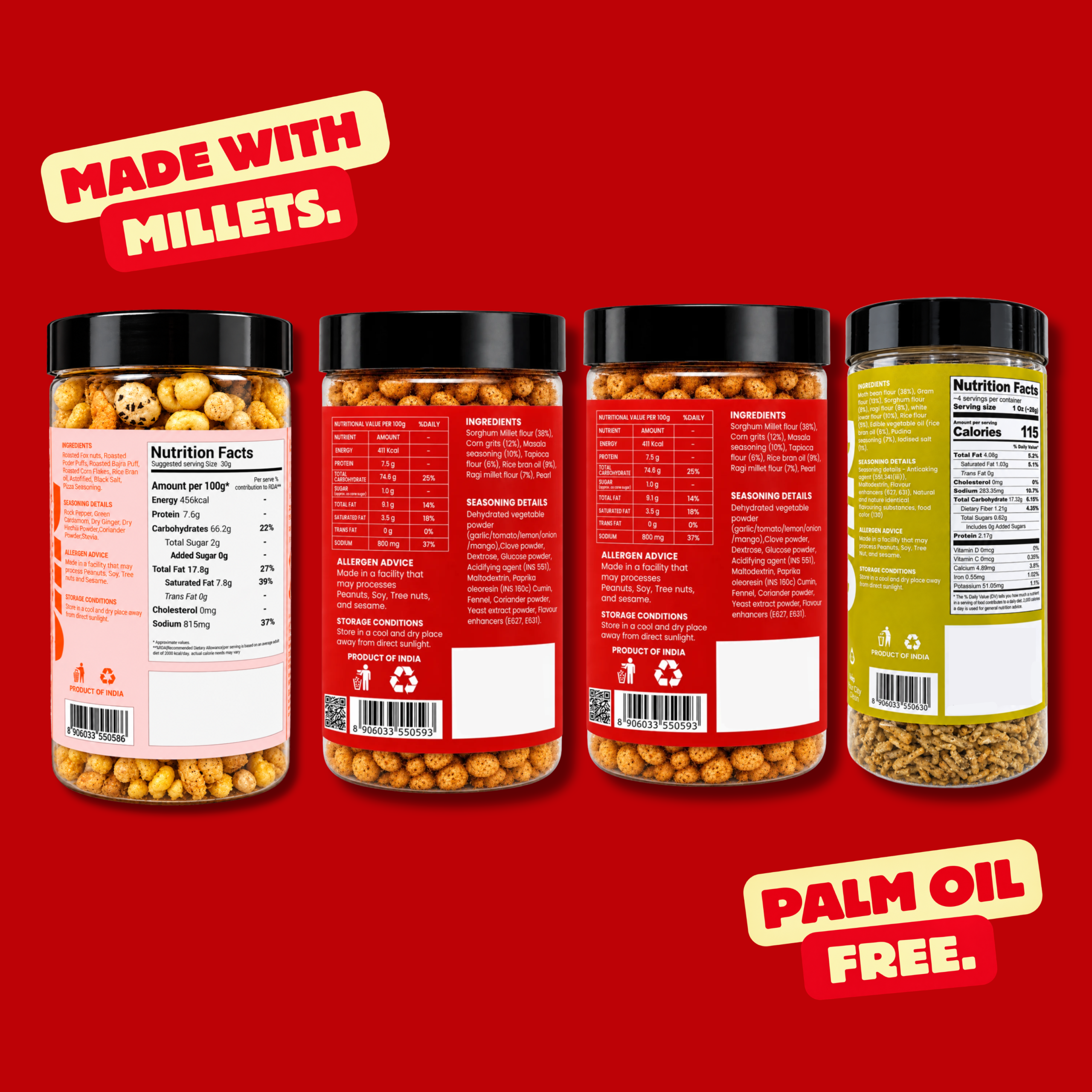 Oh!G Quad Crunch – Makhana Mix + Spicy Mix + Millet Bhel + Pudina Bhujia - Image 2