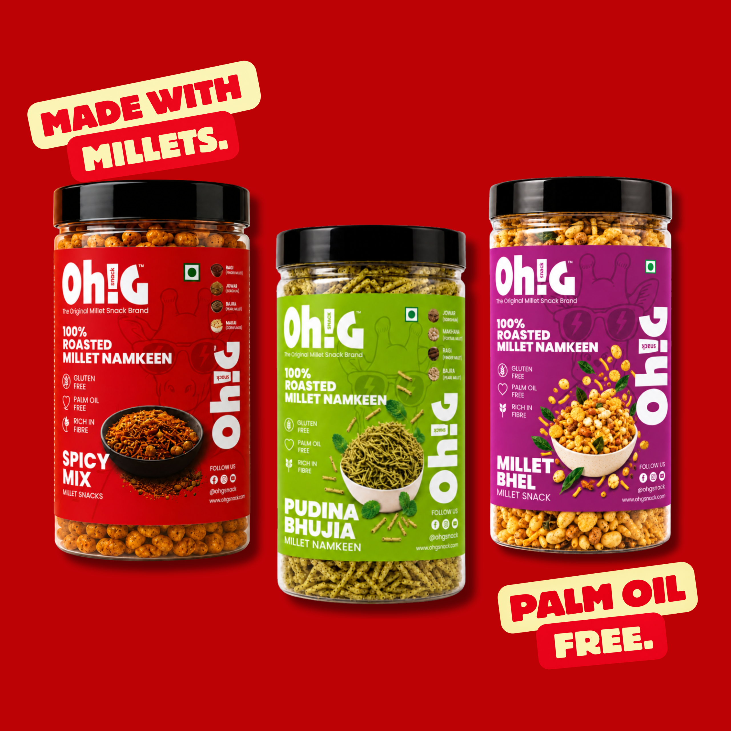 Oh!G Trio Blast – Spicy Mix + Millet Bhel + Pudina Bhujia