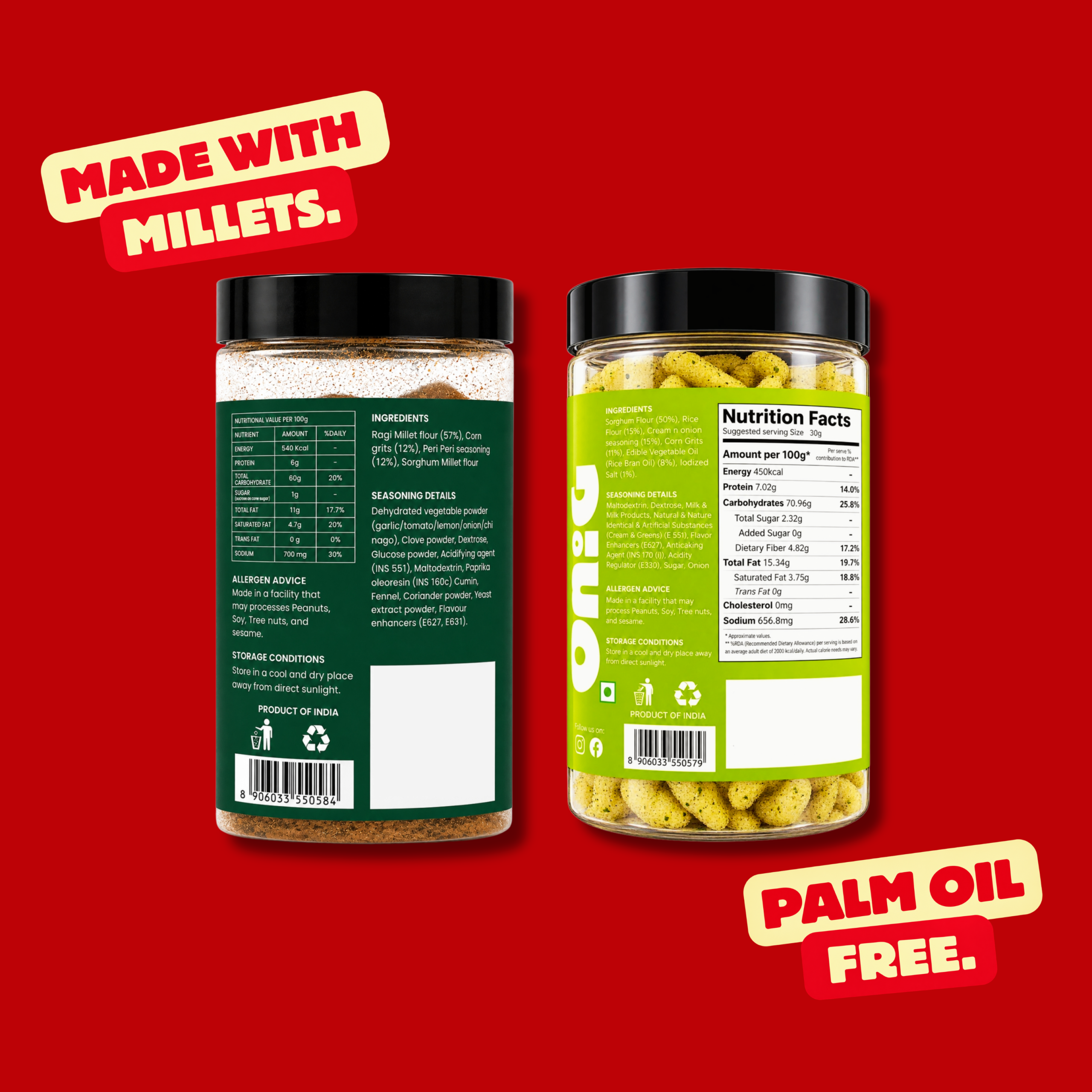 Oh!G Duo Delight – Ragi Peri Peri + Cream & Onion - Image 2