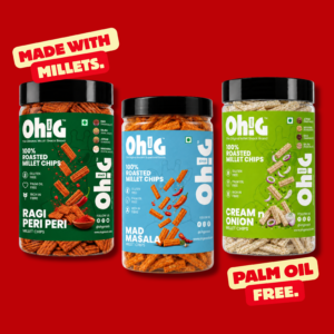 Oh!G Three-Way Crunch – Ragi Peri Peri + Mad Masala + Cream & Onion